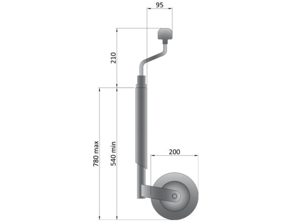 42mm 150Kg Medium Duty Telescopic Jockey Wheel - Image 2